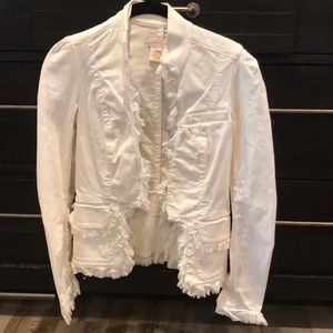 LaRok White Ruffled Blazer Size XS